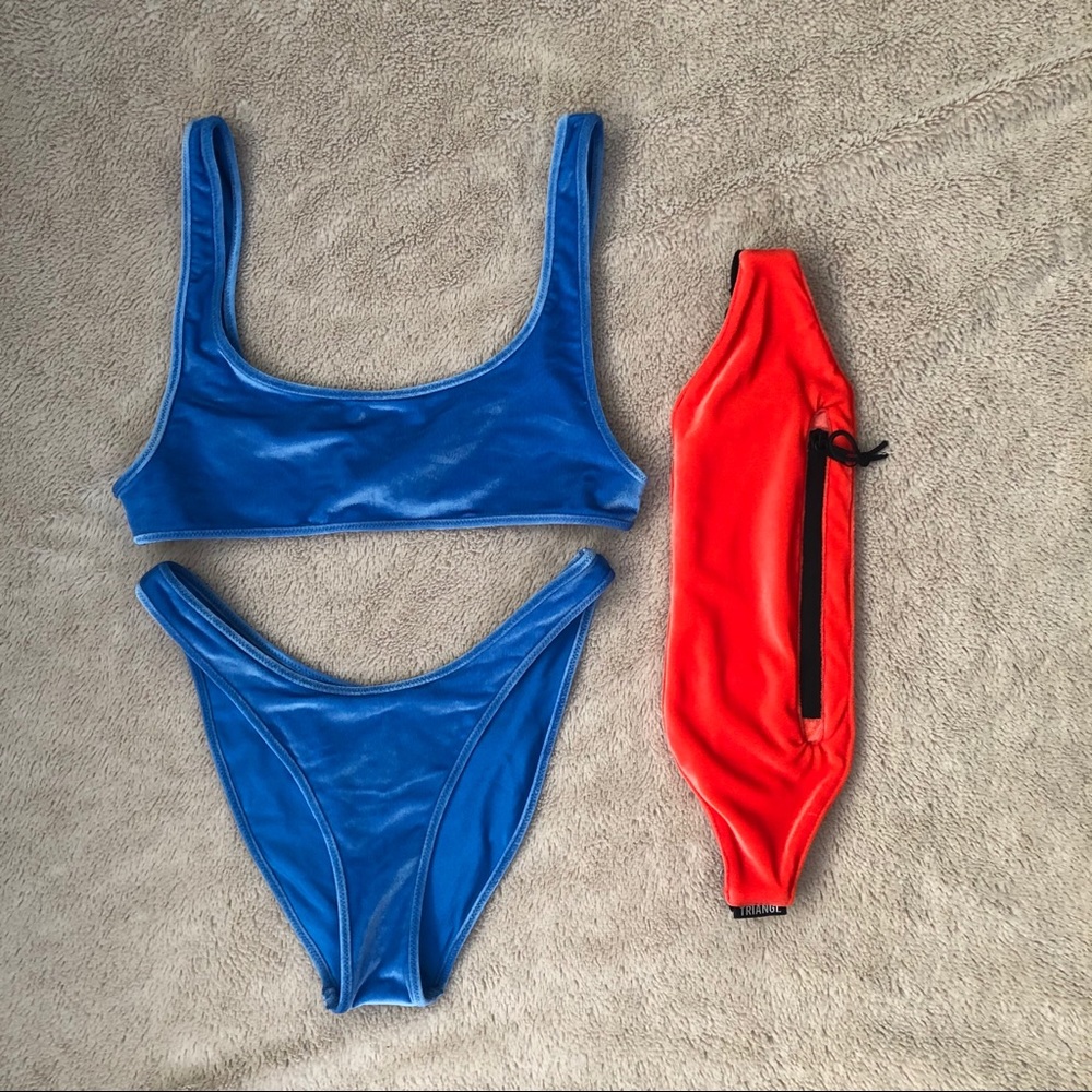 triangl blue abbey velvet bikini